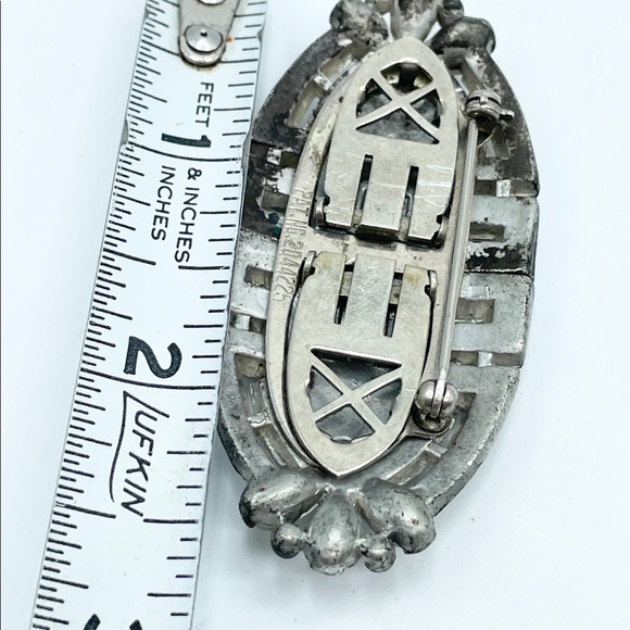 Antique Polcini Rhinestone Duette Brooch Pin Dress Clips - Picture 6 of 6